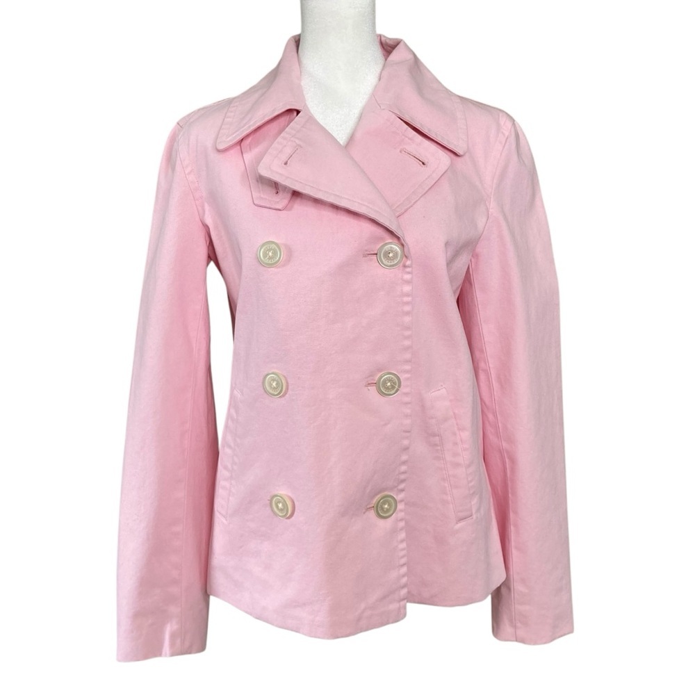 Chaps Palm‎ Beach Lady Pink Cotton Spring Peacoat Double Breasted (Size S)